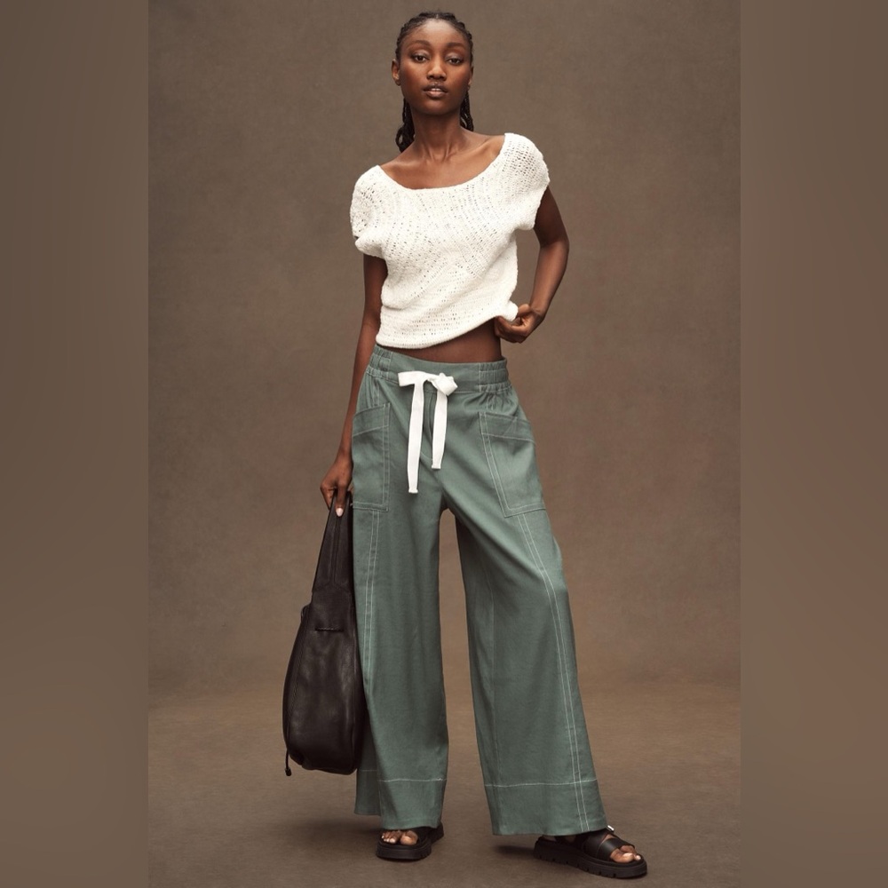 Maeve La Ponche Linen Pull-On Wide Leg Pants Miss